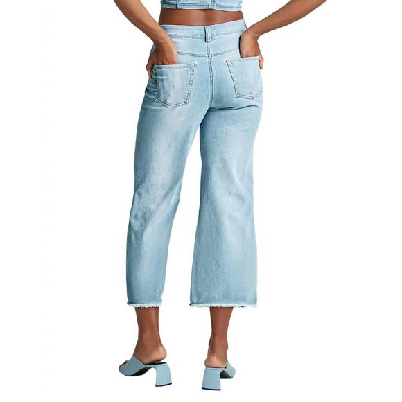 NEW COMMANDO do it all denim high-rise cropped wide leg jean in washed indigo - Picture 2 of 2